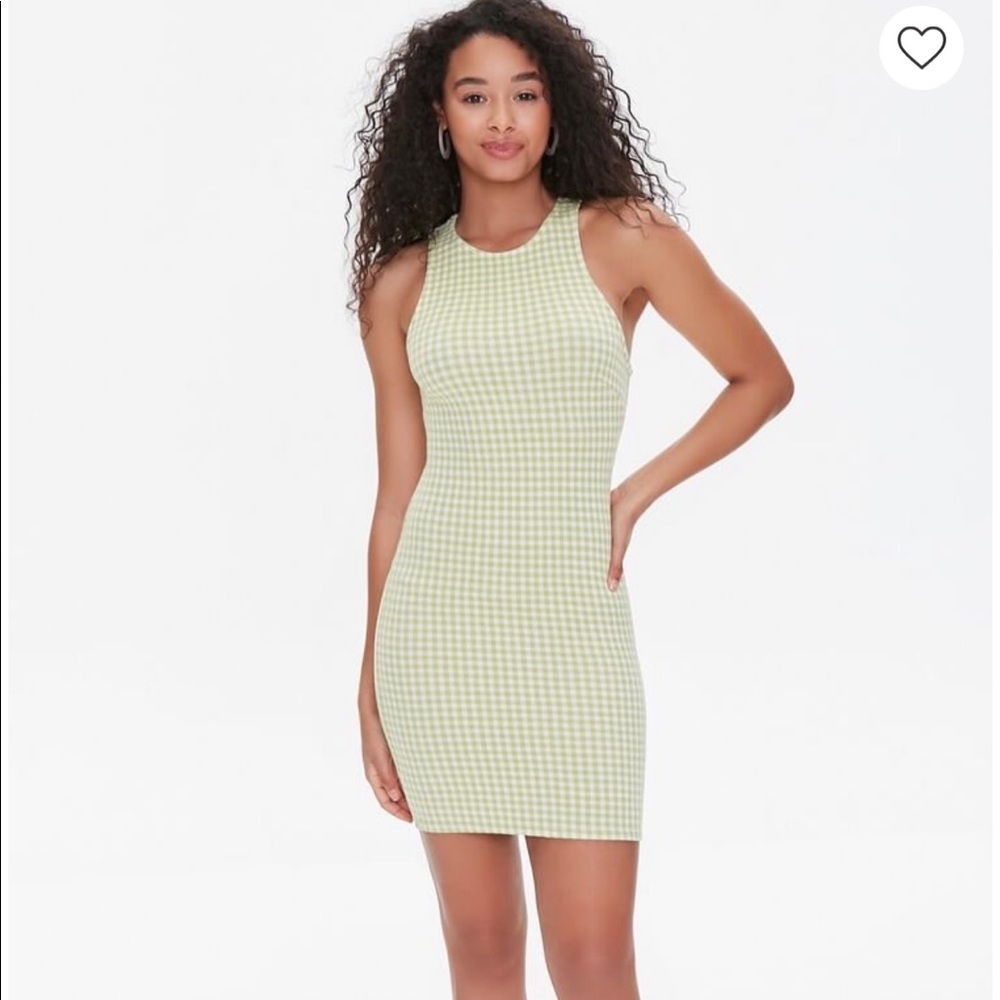 Green gingham bodycon dress
